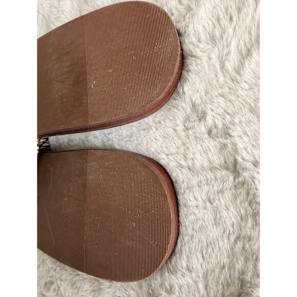 Tory Burch Bow Thong Sandals Snake Print Gold Logo Flat Flip Flops Womens 8.5 - Picture 8 of 14